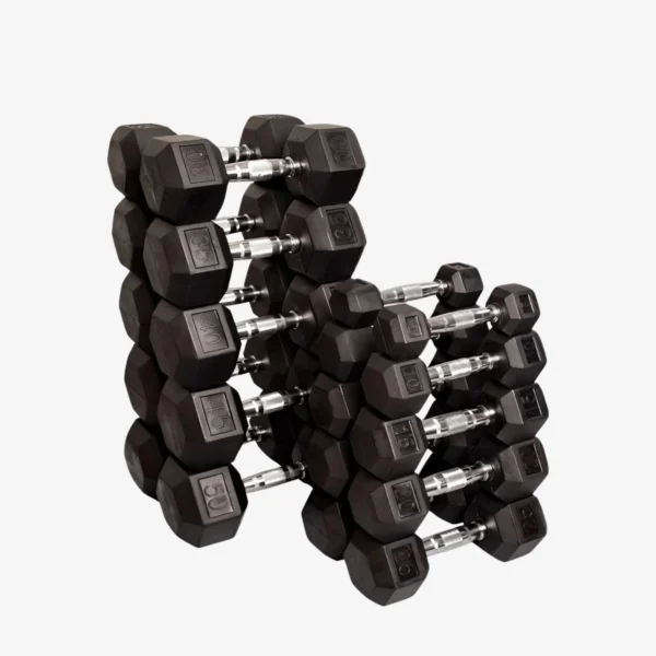 Set mancuernas hex color negro 0.5 - 50 lb